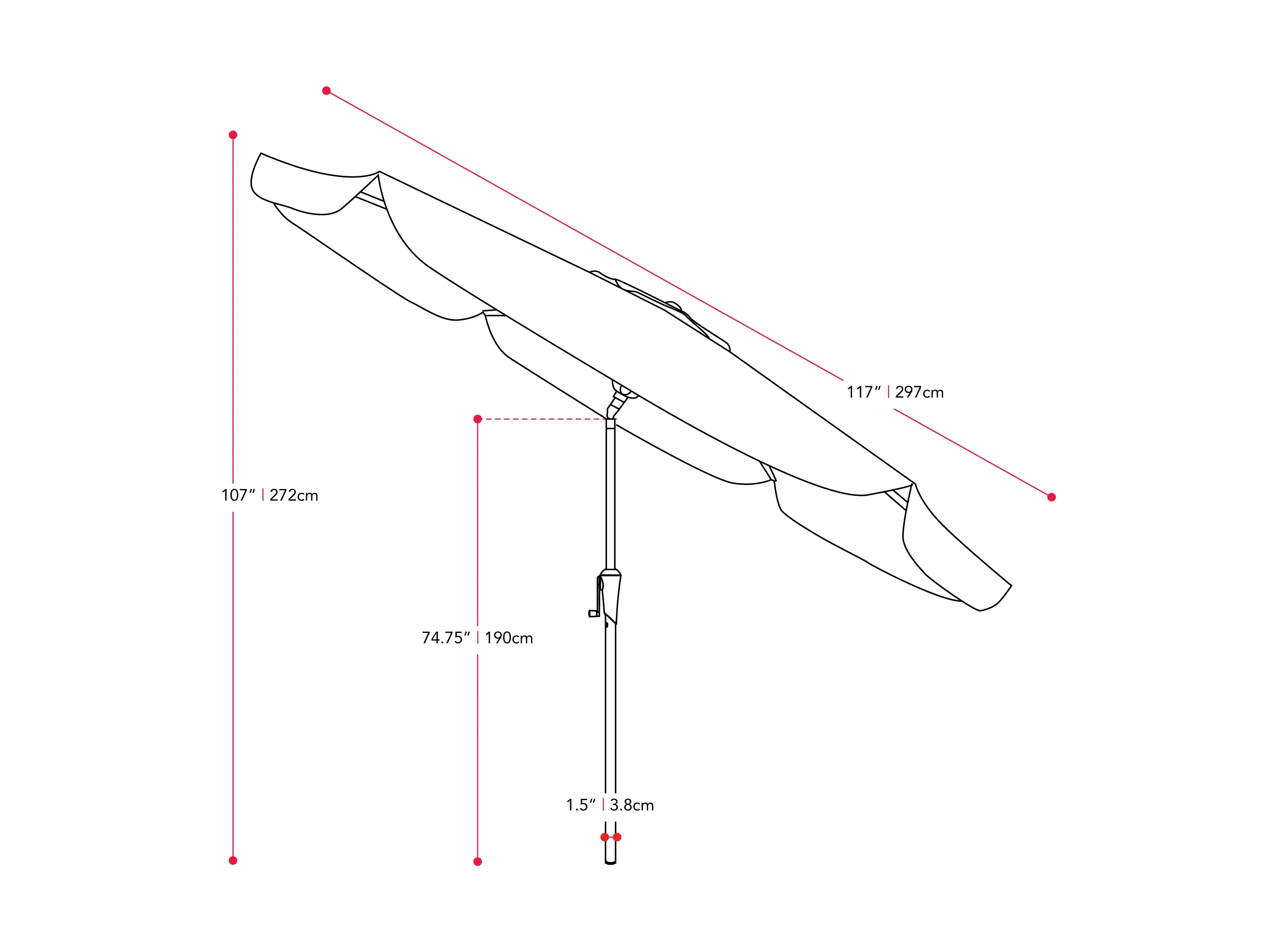 10ft Round Grey Patio Umbrella