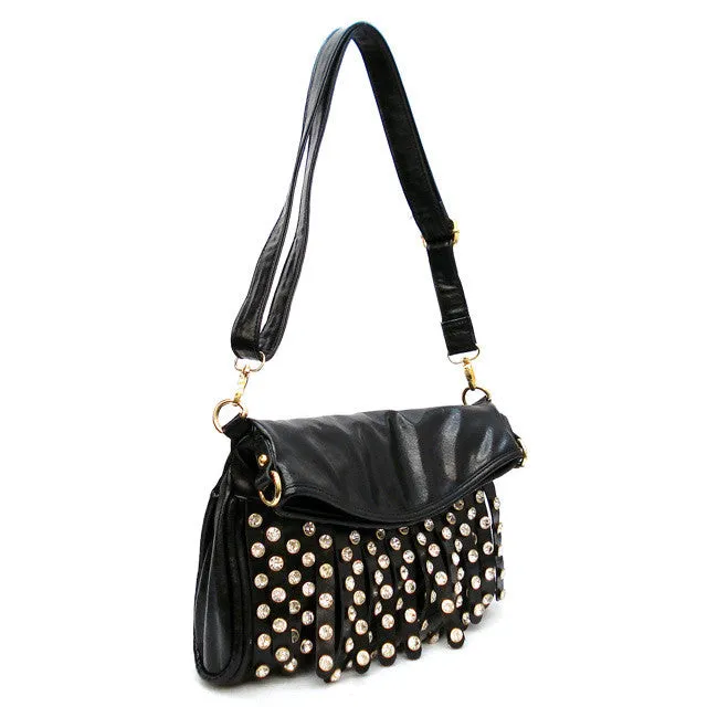 Black clutch with crystals