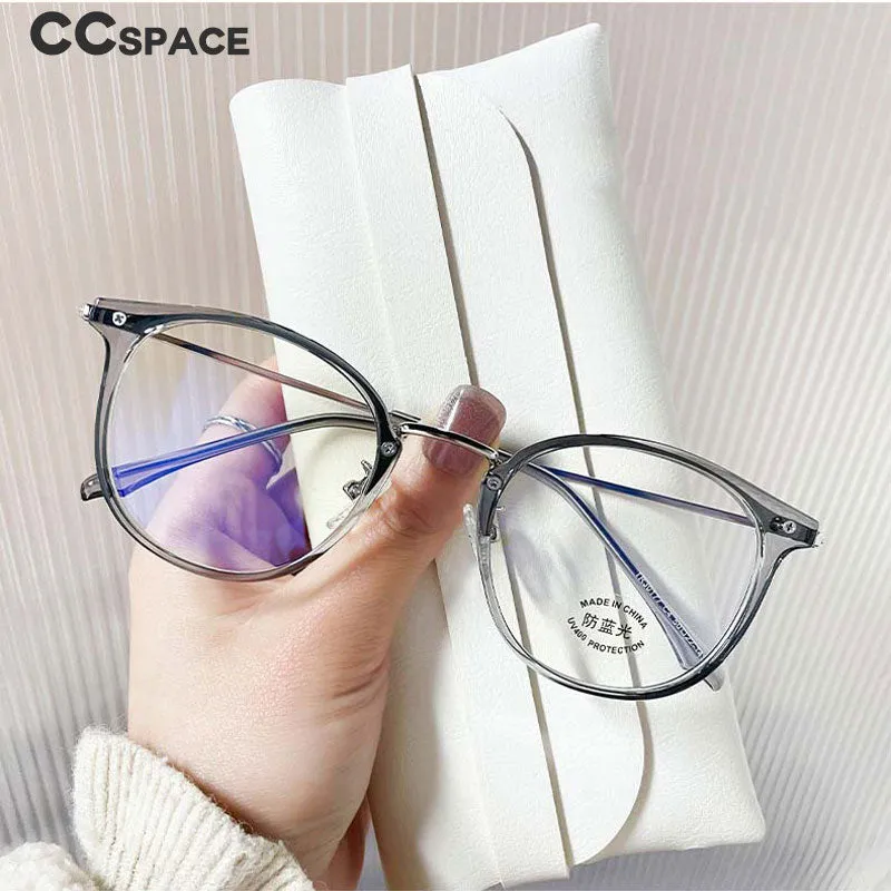 CCspace Unisex Full Rim Round Cat Eye Tr 90 Titanium Eyeglasses 55897