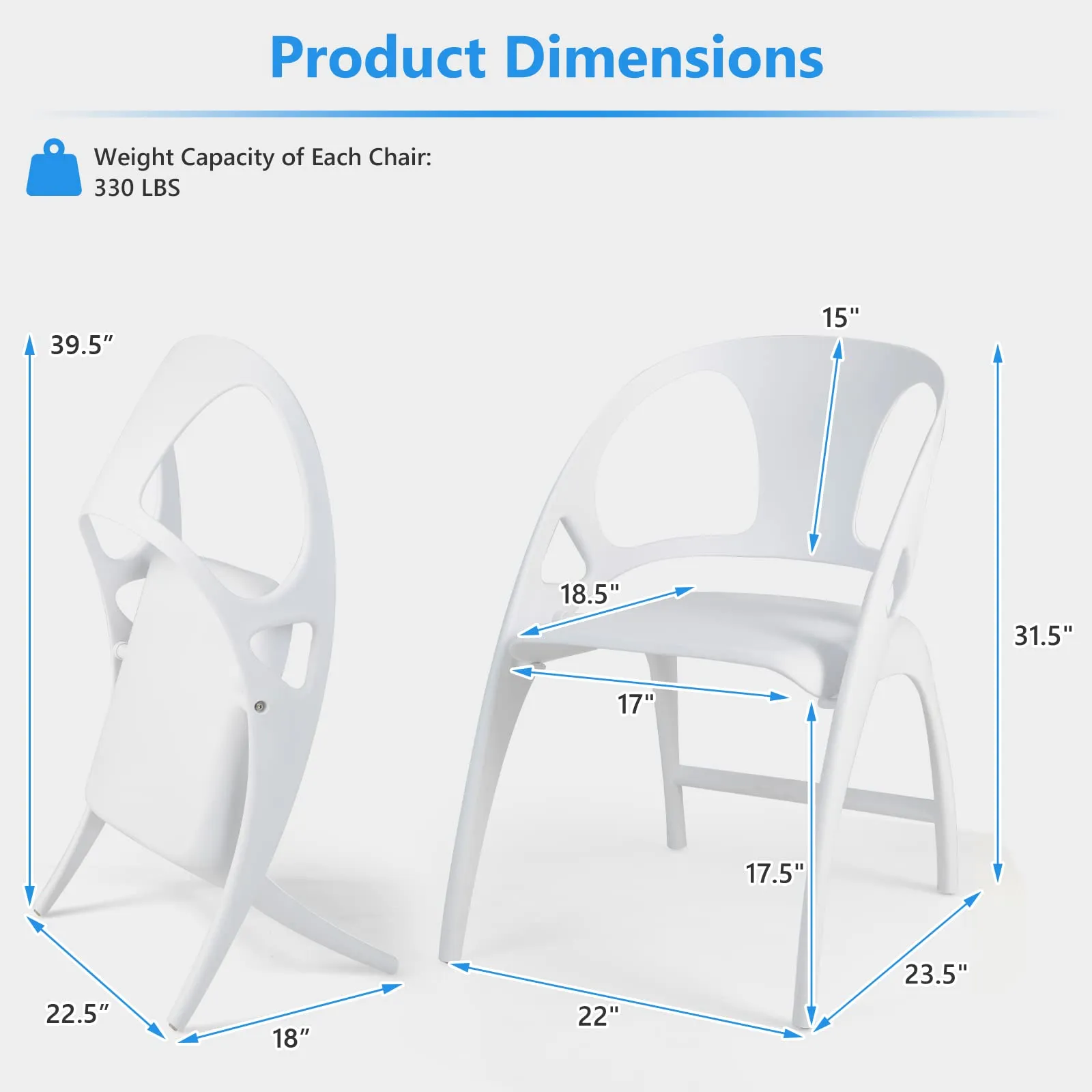 KOMFOTT Folding Dining Chairs Set of 2/4, Outdoor Plastic Dining Chairs with Armrest and High Backrest