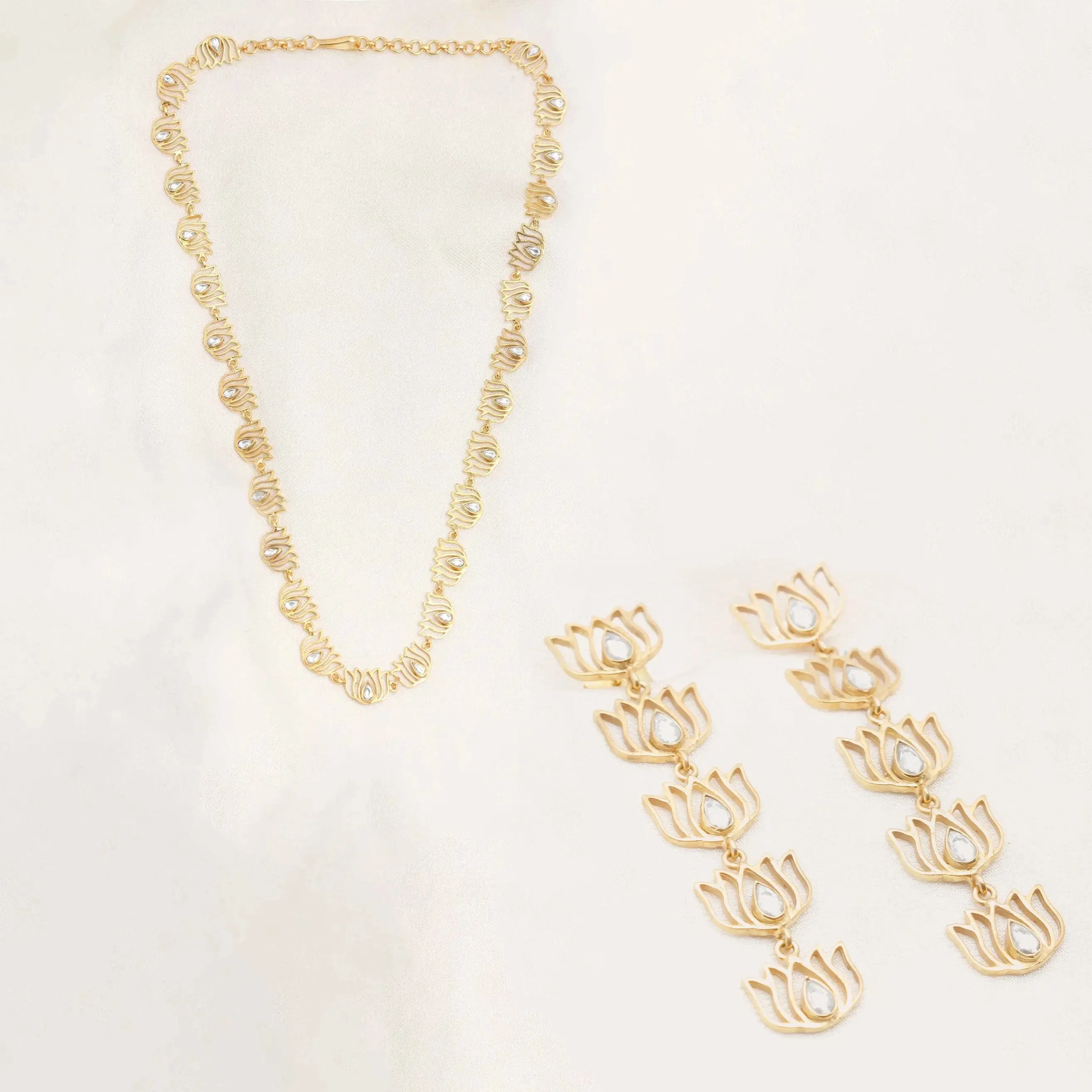 Lotus Drop Gold Plated Silver Earrings