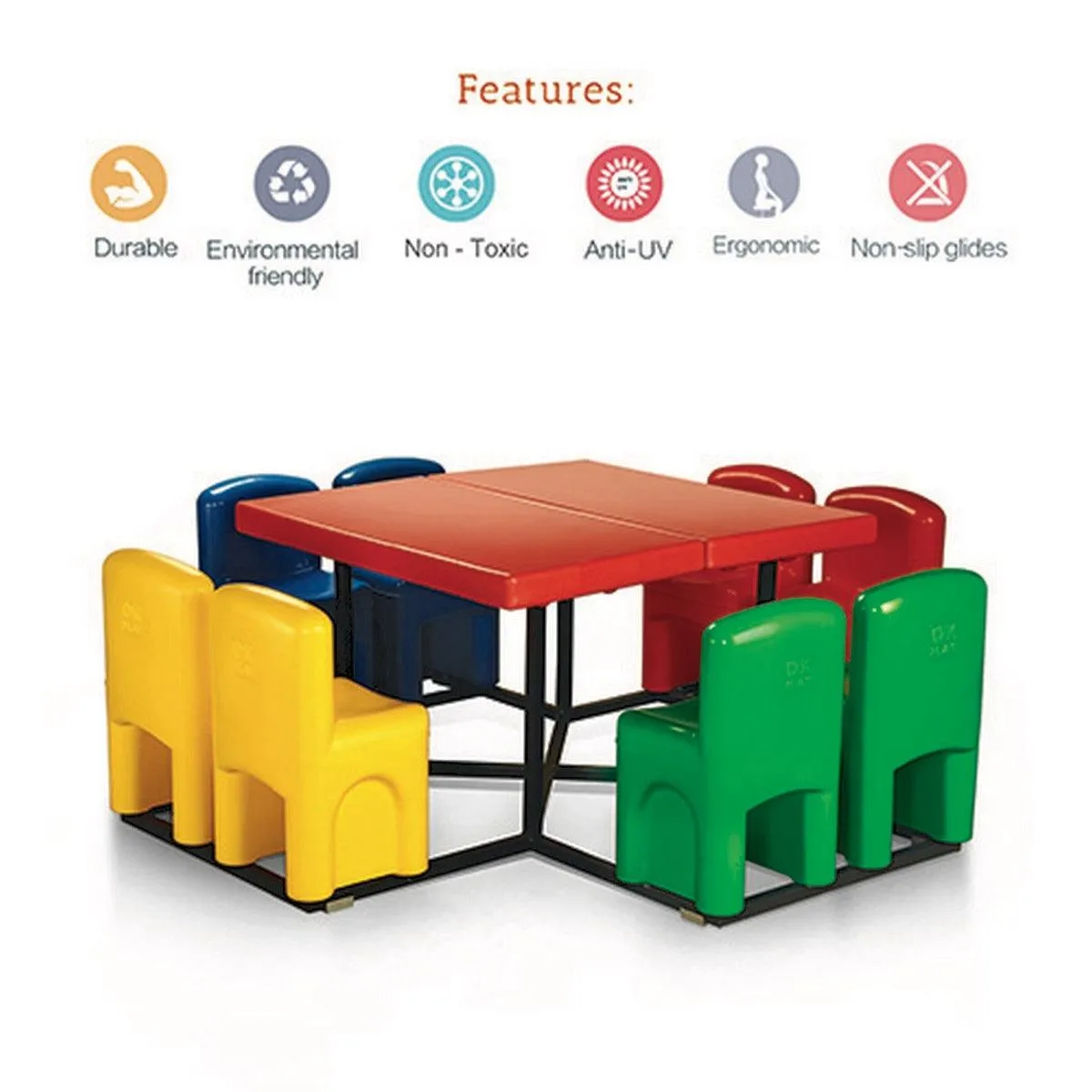 Ok Play One For All, Chair And Table, Perfect For Home And School, Red, Green, Blue & Yellow, 2 to 4 Years