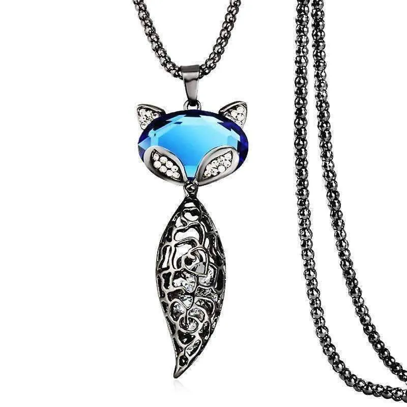 Sophie Fox Floating Austrian Crystal and Cabochon Long Chain Necklace